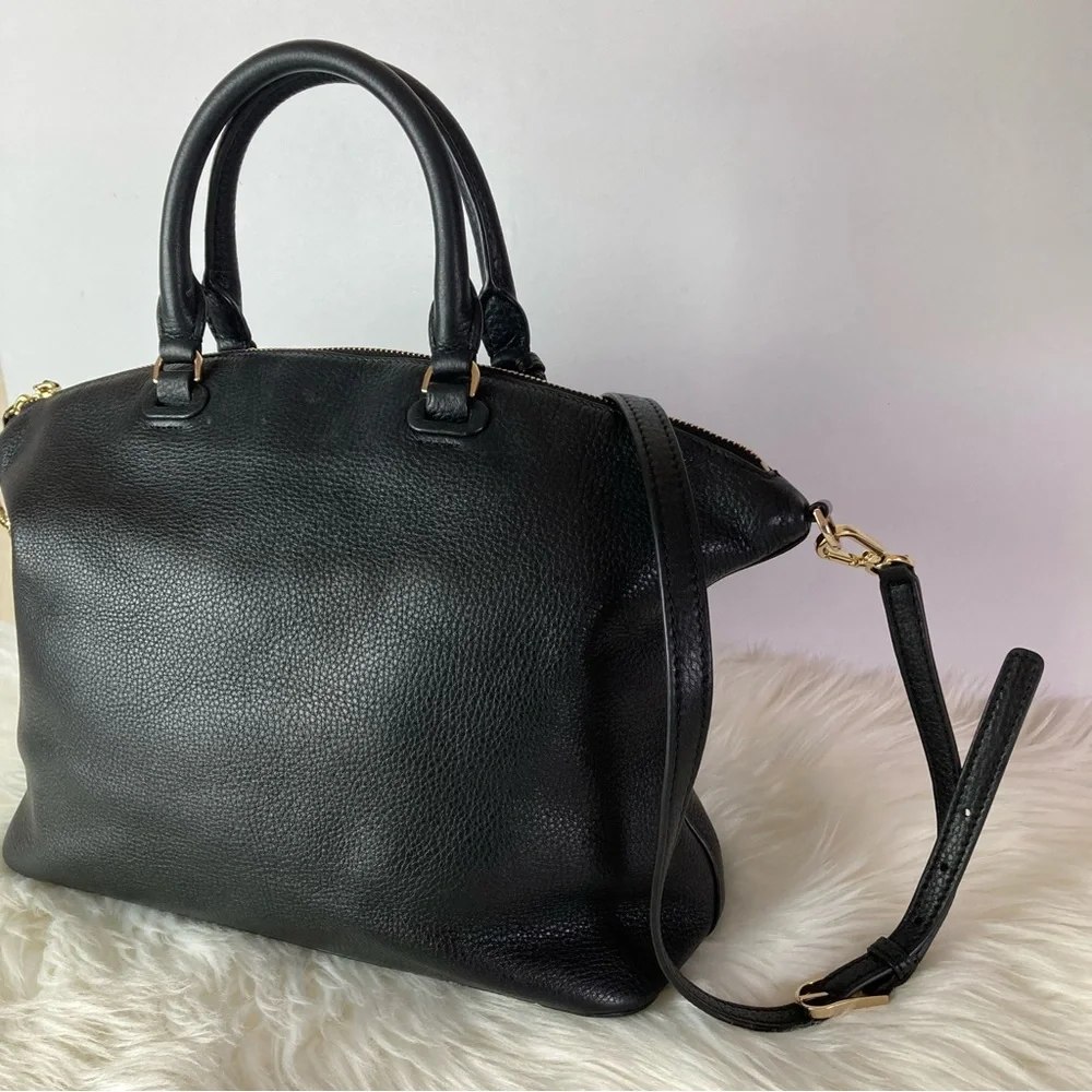 Tory Burch Thea Satchel Shoulder Strap Leather Bag Black